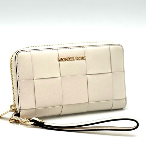 Michael Kors JST LG Flat MF Phone Case Wallet Light Cream - Picture 3 of 9